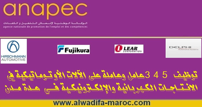 الأنابيك: توظيف 345 عامل وعاملة على الآلات الأوتوماتيكية في الانتاجات الكهربائية والإلكترونيكية في عدة مدن