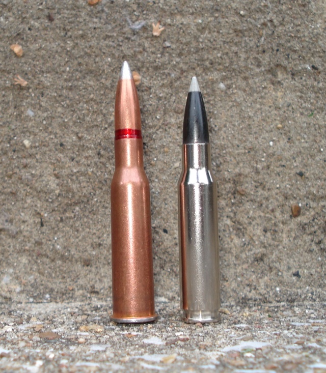 The 7.62x54r is closer in length to the .308, but... 